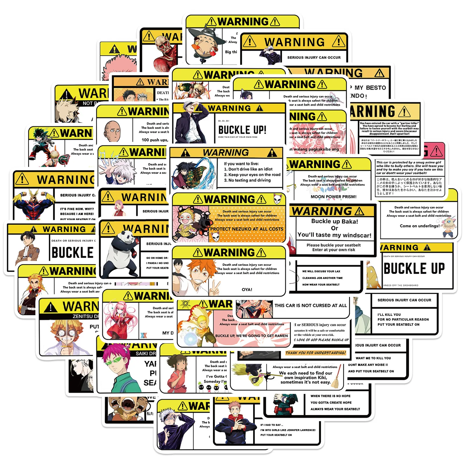 

10/30/50Pcs Anime Warning Stickers Danger Banning Guitar Luggage Car Motorcycle Suitcase DIY Classic Toy Cool Sticker Decal Gif