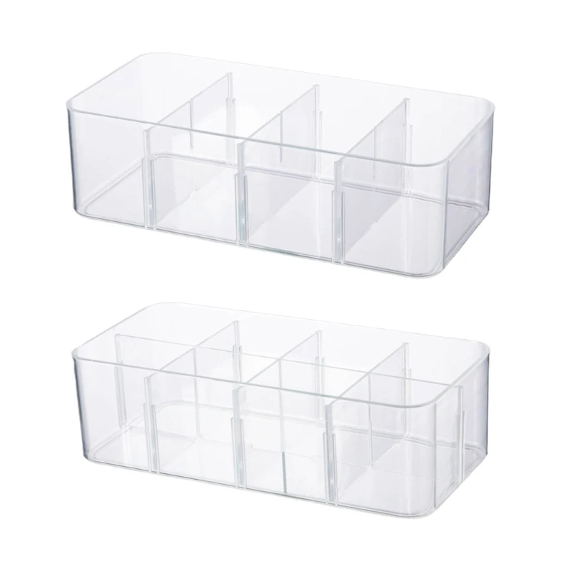 

Transparent Acrylic Underwear Drawer Organizer Box 4/8 Grids Compartment Divided Closet Storage Bin Stackable Shelf for Socks