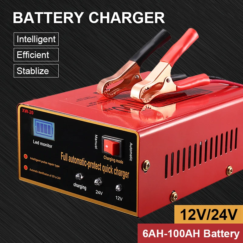 

200W Battery Charger for 12V24V Car Motorcycle Power Intelligent Battery Charger 100A Fully Automatic Pulse Repair Chargers