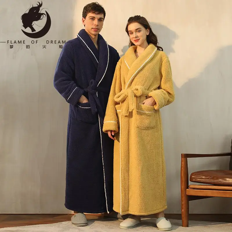 Flame of dream Autumn And Winter Padded Cotton couple's Winter Plus Large Size Light Couple Bathrobe  homewear2162