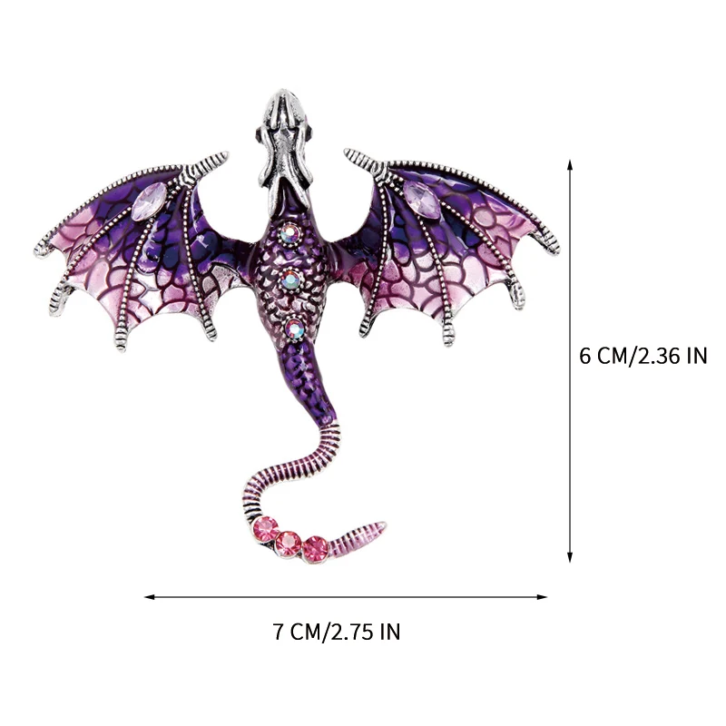6/Color Enamel Dragon Brooches For Women Men Rhinestone Flying Legand Animal Party Office Brooch Pins Gifts