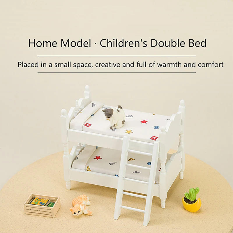 

1/12 миниатюрная двухъярусная кровать для кукольного домика, модель мебели, миниатюрный кукольный домик, декор для детской комнаты, игрушки для ролевых игр