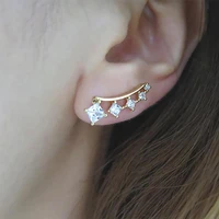 new trendy goldsilver plated single row crystal stud earrings for women shine tiny cz stone inlay fashion jewelry party gift