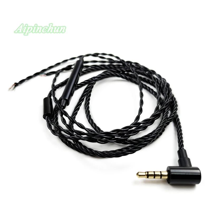 

Кабель Aipinchun для ремонта наушников из ПВХ, сменный провод для гарнитуры «сделай сам» с микрофоном, регулятором громкости, черный гибкий штек...