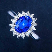 milangirl ladies oval blue zircon inlaid crystal ring for women fashion design temperament female wedding jewelry whole sale