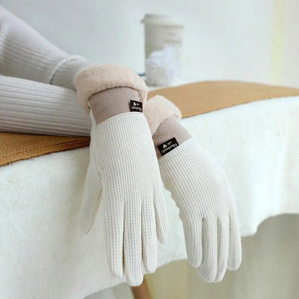

Теплые перчатки для верховой езды зимние вафельные клетчатые текстурные перчатки теплые противоскользящие перчатки для сенсорных экранов для верховой езды бега флисовая подкладка с принтом логотипа 1