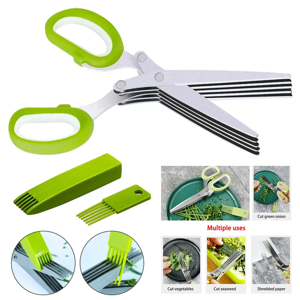 

Multi-layer Green Onion Vegetable Scissors Five-layer Office Paper Shredding Scissors Kitchen Vegetable Scissors