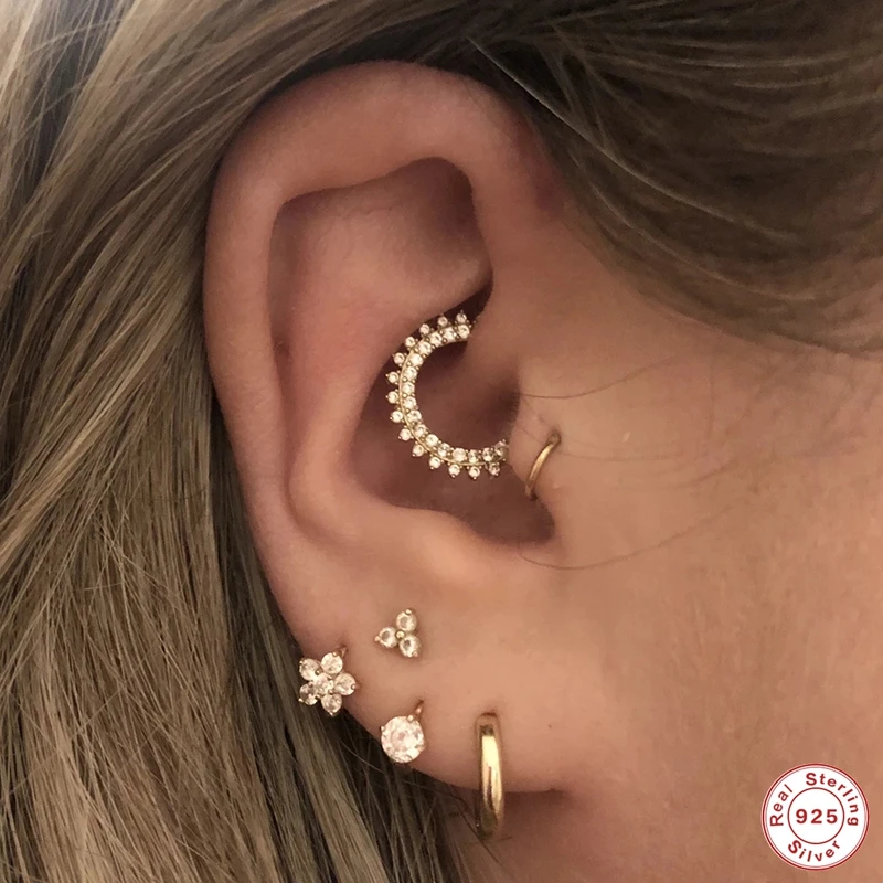 

AIDE 1PC Round Piercing Cartilage Earrings Oorbellen Pendientes Plata 925 Sterling Silver Hoop Earrings For Women Jewelry