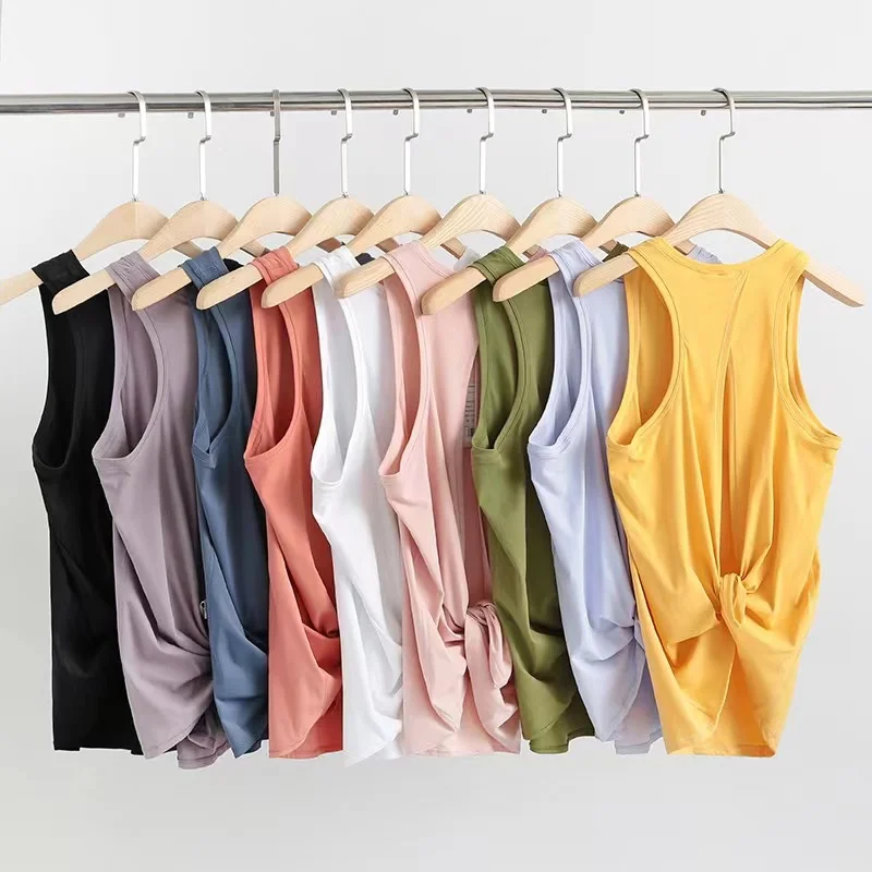 Lulu Top Activewear Naked-Feel Athletic Vest Open Back Yoga 4way stretch fabric Sexy Sleeveless Blouse Sport Fitness Tank Tops