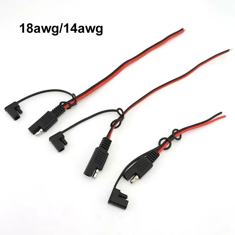 Разъем питания SAE, крышка кабеля солнечной панели, автомобильный удлинитель, медный провод, 10 А 20 А 14AWG 18AWG, 2 контакта, быстрая фотосессия t1