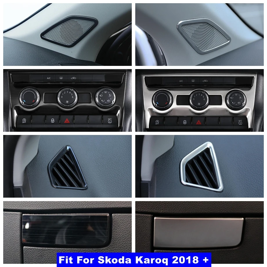 

Pillar A Speaker Glove Storage Box Air AC Knob Outlet Vent Control Panel Cover Trim Fit For Skoda Karoq 2018 - 2022 Accessories