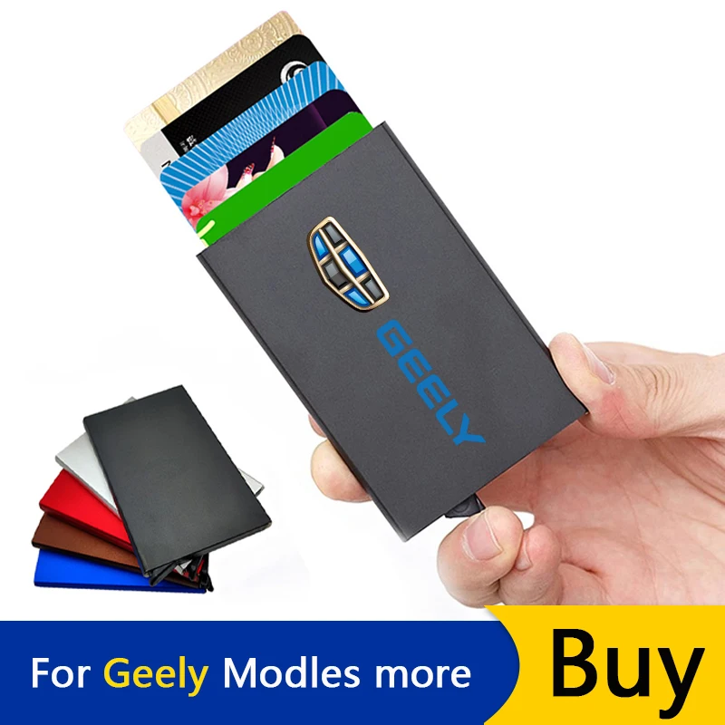 

JKHNN Automatic Metal Credit Card Box Anti-theft ID Credit Card Holder For Geely Atlas Boyue Coolray sx11X6 EX7 Emgrand X7 GC6