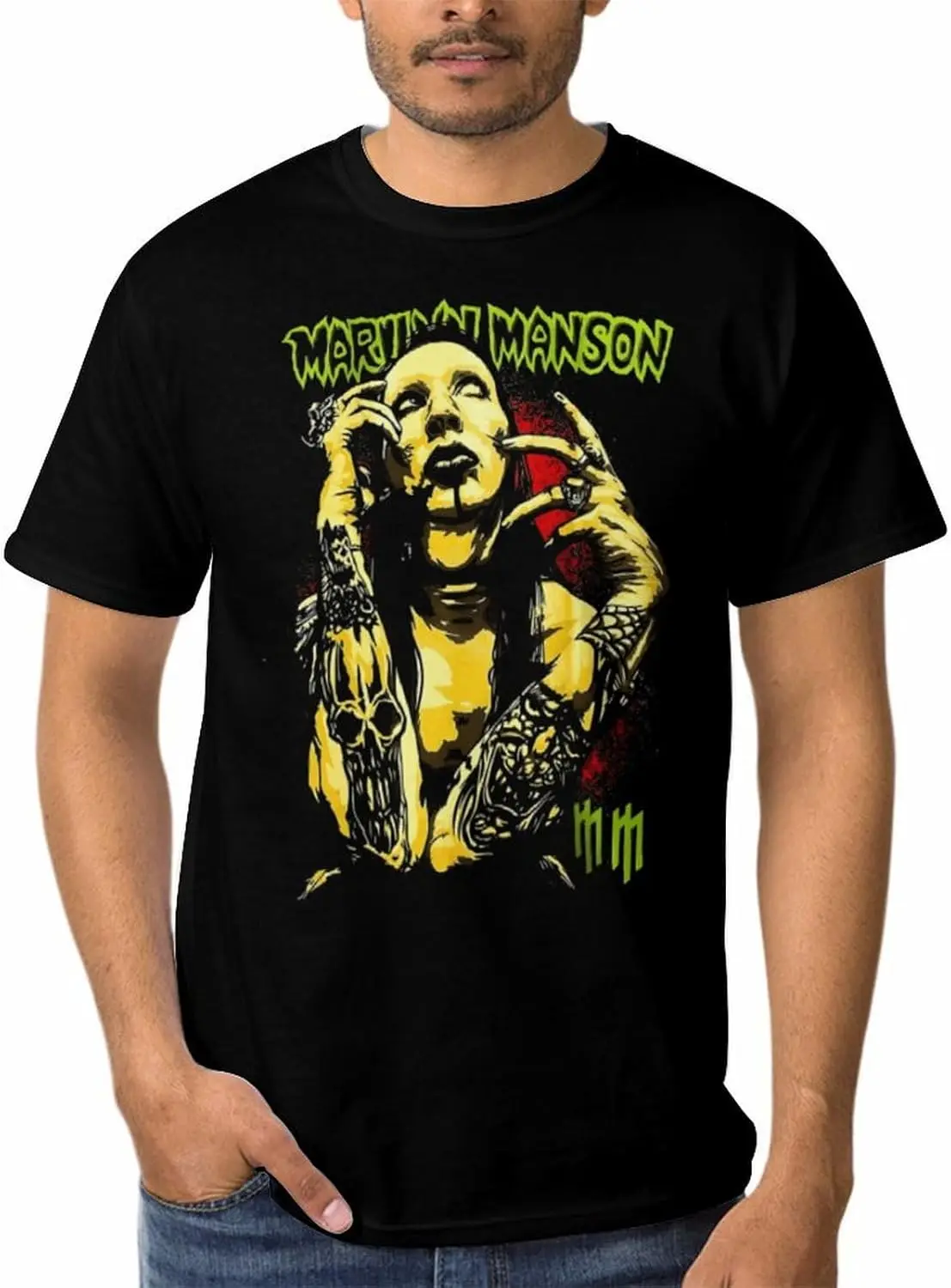 Мужская футболка с коротким рукавом Marilyn Music and Manson Повседневная летняя модная