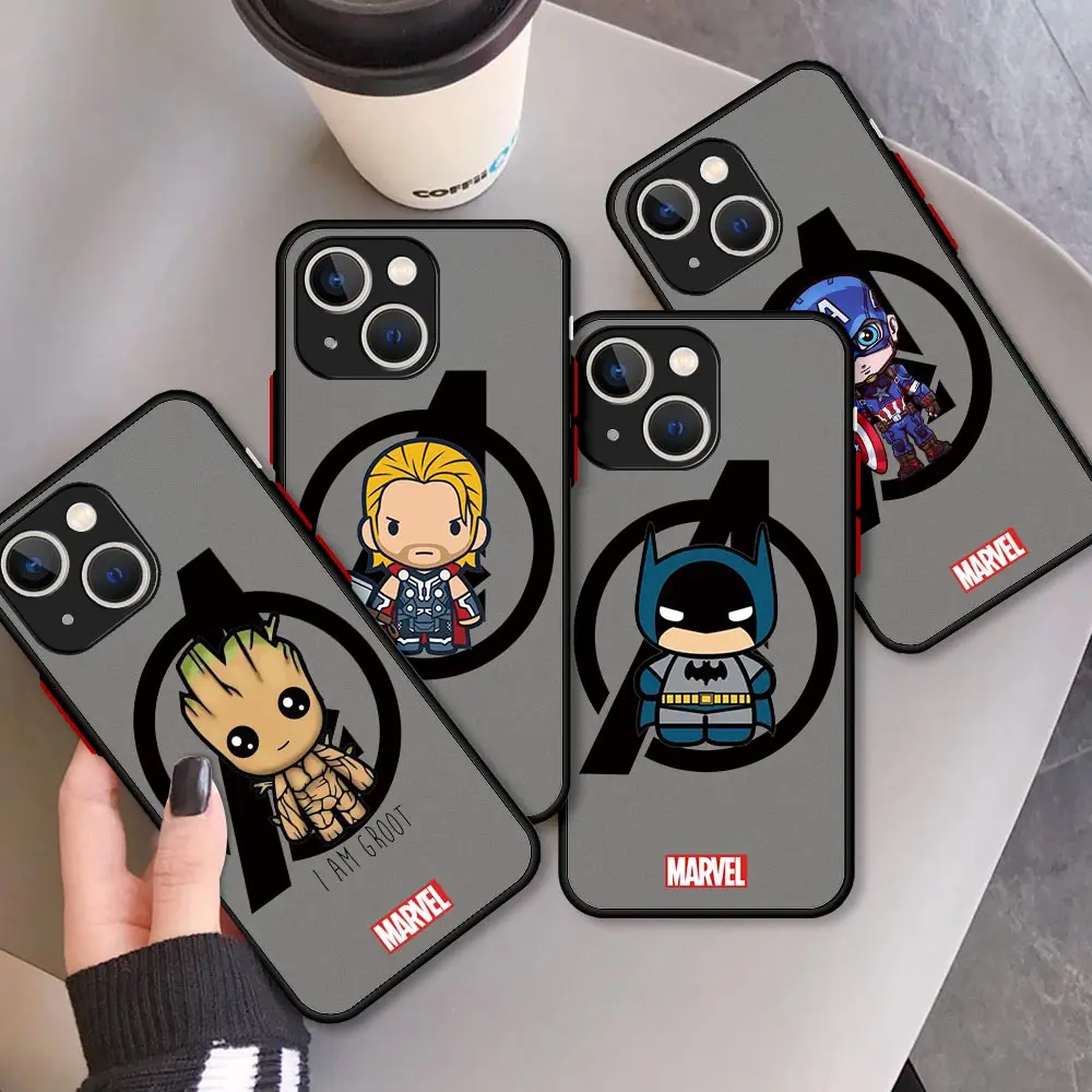 Матовый чехол с логотипом Marvel мстители для iPhone 13 12 11 Pro Max XR XS X 6s 7 8 Plus SE мини-бампер
