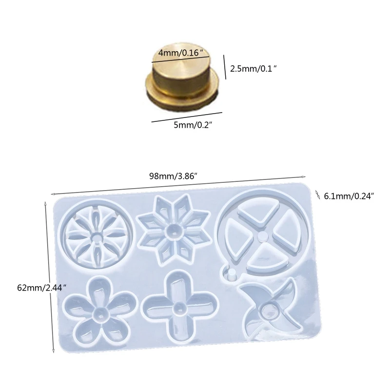 

N58F 1/5Pieces Anxiety Stress Relief Pendant Silicone Mold Floral Resin Casting Mold for Epoxy Pendant Earring Jewelry Making