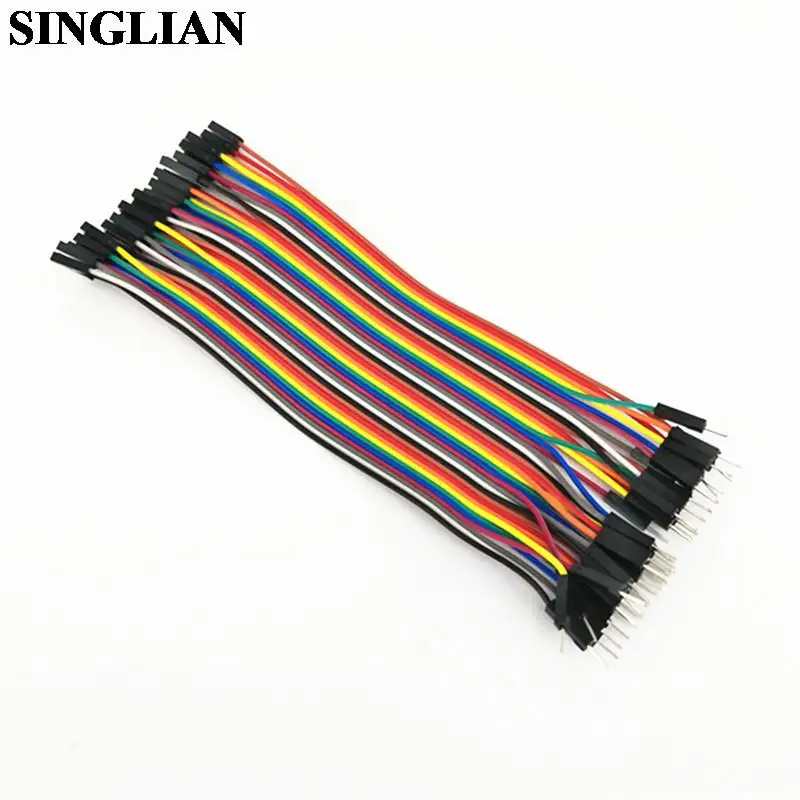 

40pcs/row 15CM Colour Dupont Line Female Male Head 1P-1P 2.54mm Spacing DuPont Cable Jump Wire Connector Breadboard For Arduino