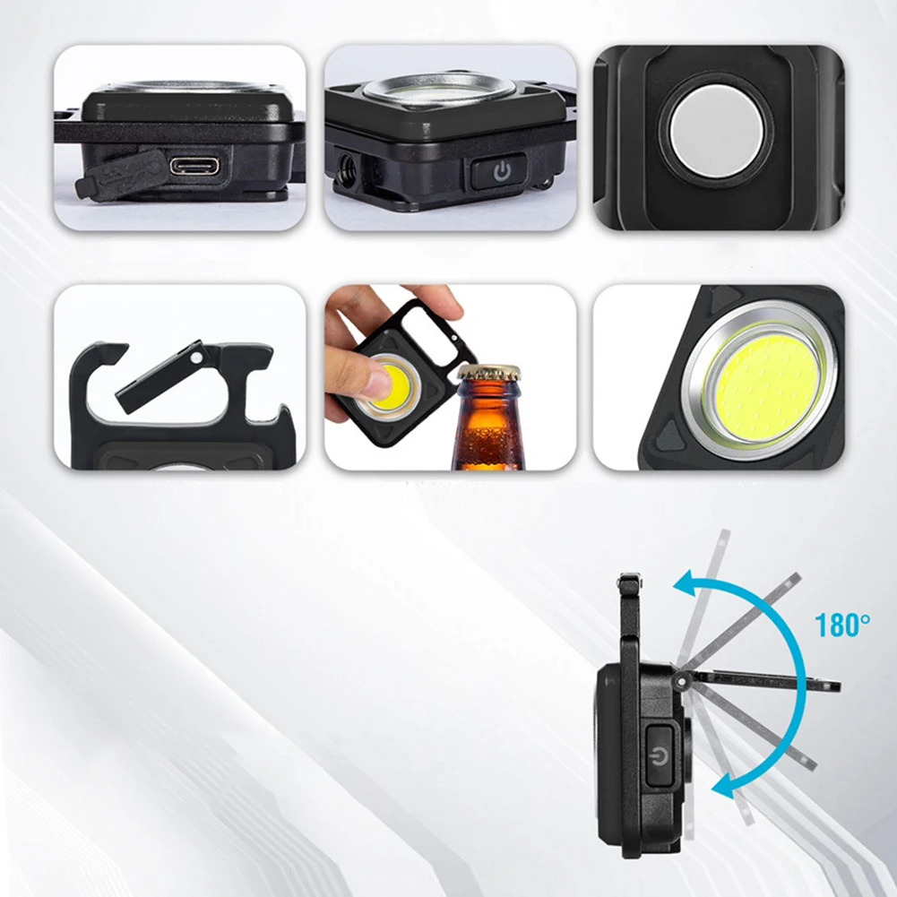 

Mini LED Torch Portable Work Light Pocket Keychain Flashlight USB Rechargeable Camping Equipments Hiking Accessories For Camping