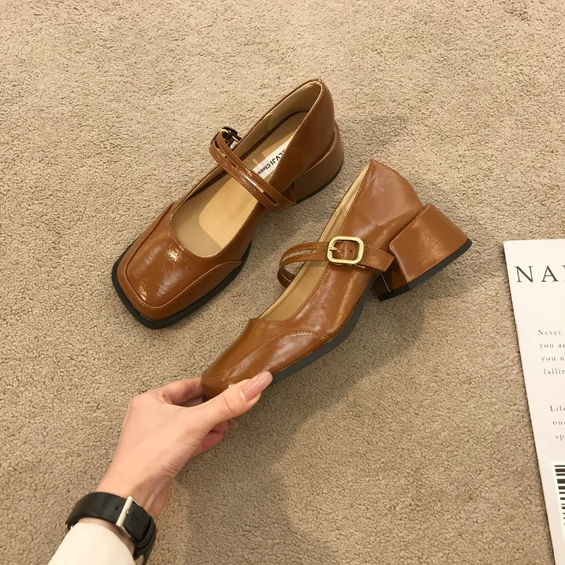 Корейская обувь женская оксфорды с квадратным носком в британском стиле женские