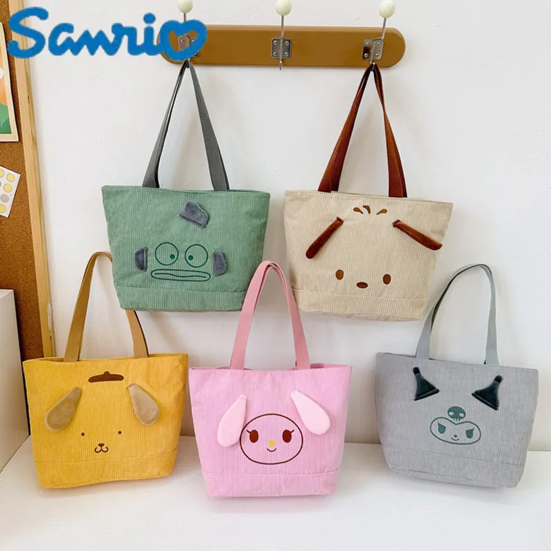 

Sanrio's New Cartoon Kuromi Cinnamoroll Mymelody Pachacco Corduroy Shoulder Bag Cute Baby Snack Storage Bag Girl Gift