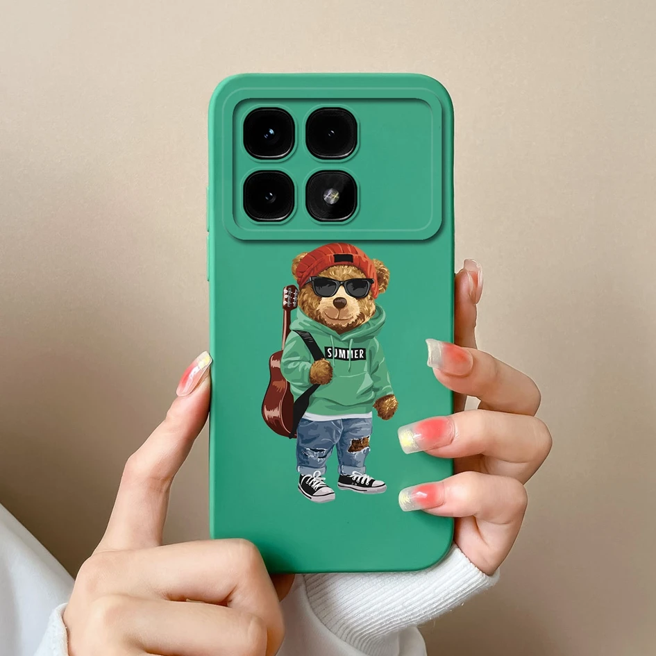 Чехол для Xiaomi Redmi K70 ультра бампер роскошный симпатичный медведь противоударный