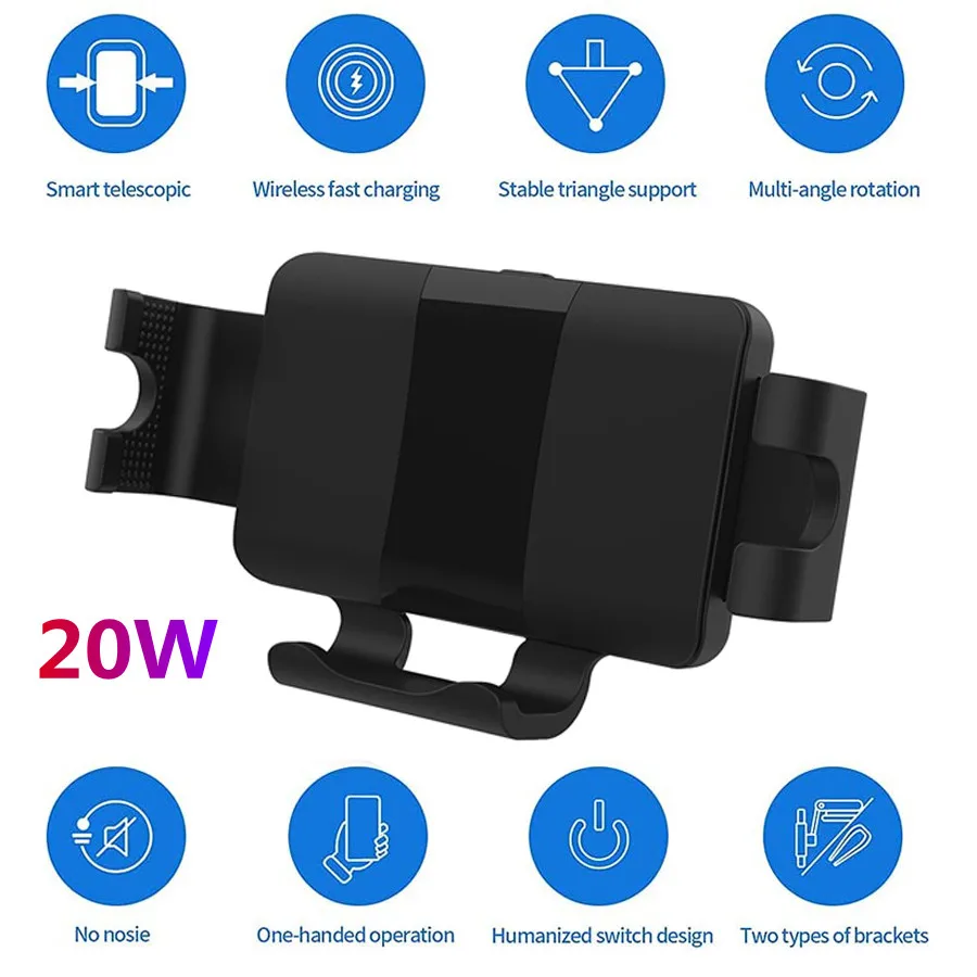 fast qi wireless car charger 20w for samsung galaxy fold z 2 3 flip iphone 12 pro max foldable screen ventilation suction mount free global shipping
