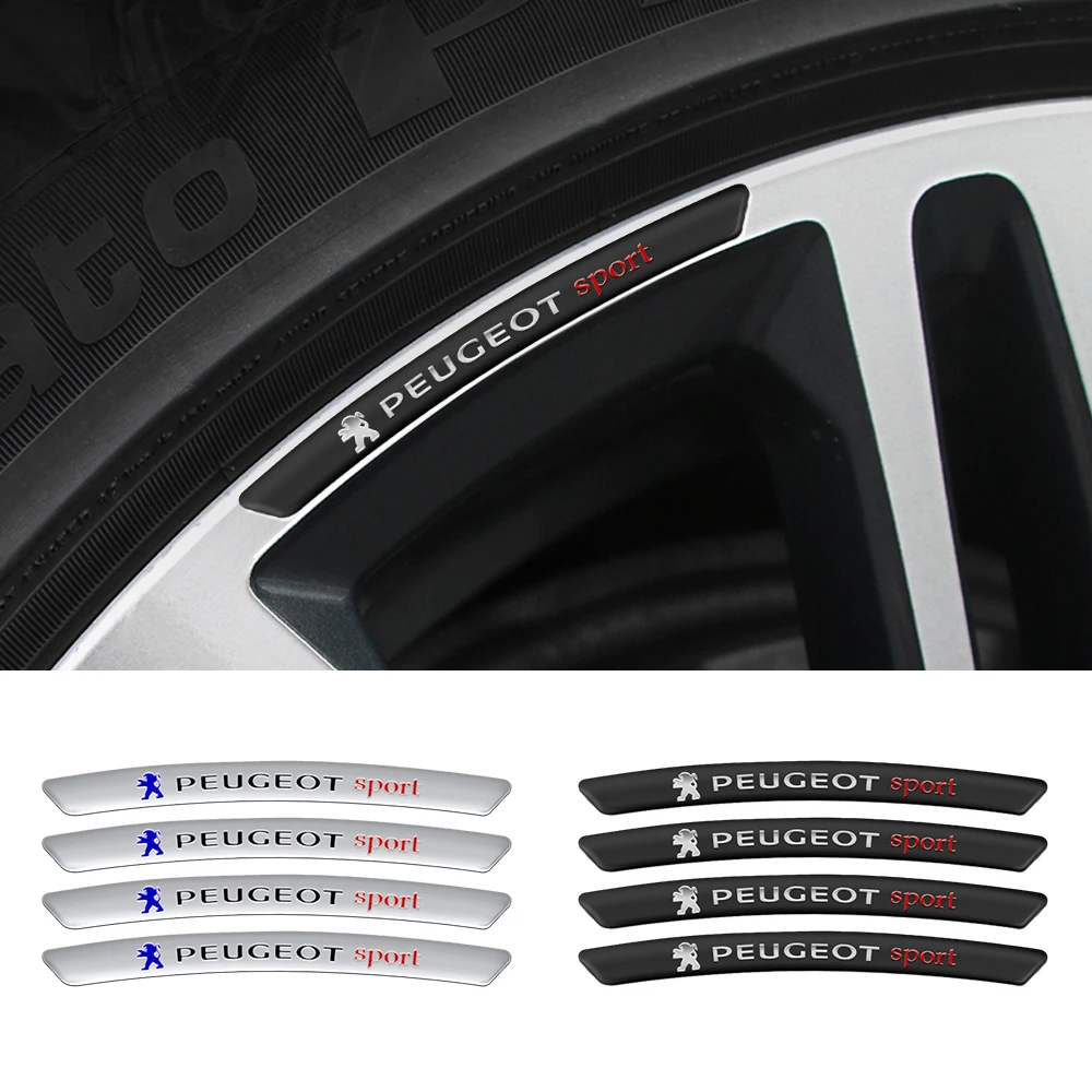 

4pcs Car Wheel Rim Sticker Hub Decals Badges Auto Decoration For Peugeot 206 307 308 208 207 3008 2008 508 407 5008 301 6008 406