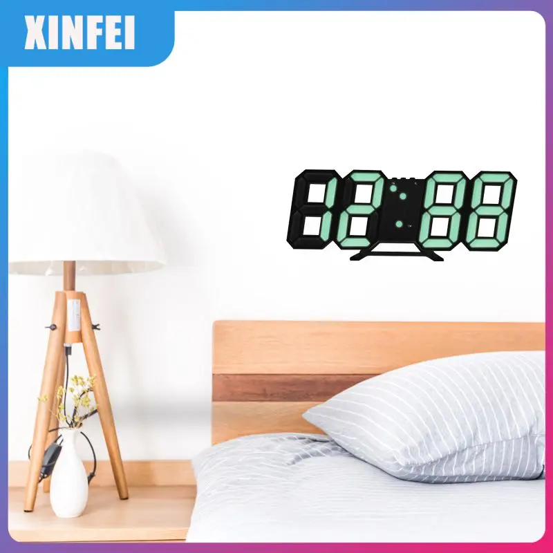 

3D LED Digital Clock Snooze Bedroom Desk Alarm Clocks Hanging Wall Clock Calendar Thermometer Home Decor Gift USB Charge
