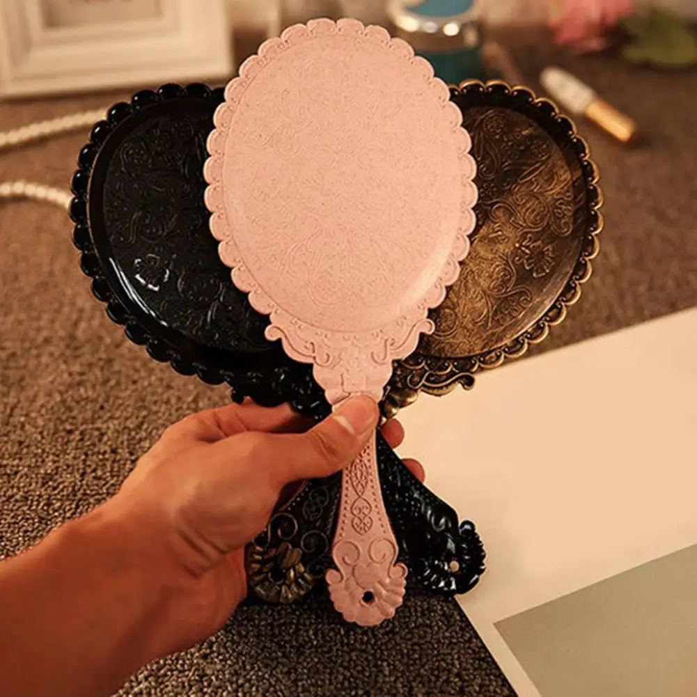 

Hand Held Mirror Old Fashion Portable ABS Comfy Hand Held Mirror with Handle for Gift