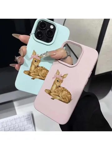 Простой чехол для телефона в стиле ретро с узором оленя и личи для iPhone 16, 15, 14, 13, 12, 11 Pro MAX 16, 15, 14 Plus, противоударный чехол Candy Bumpper