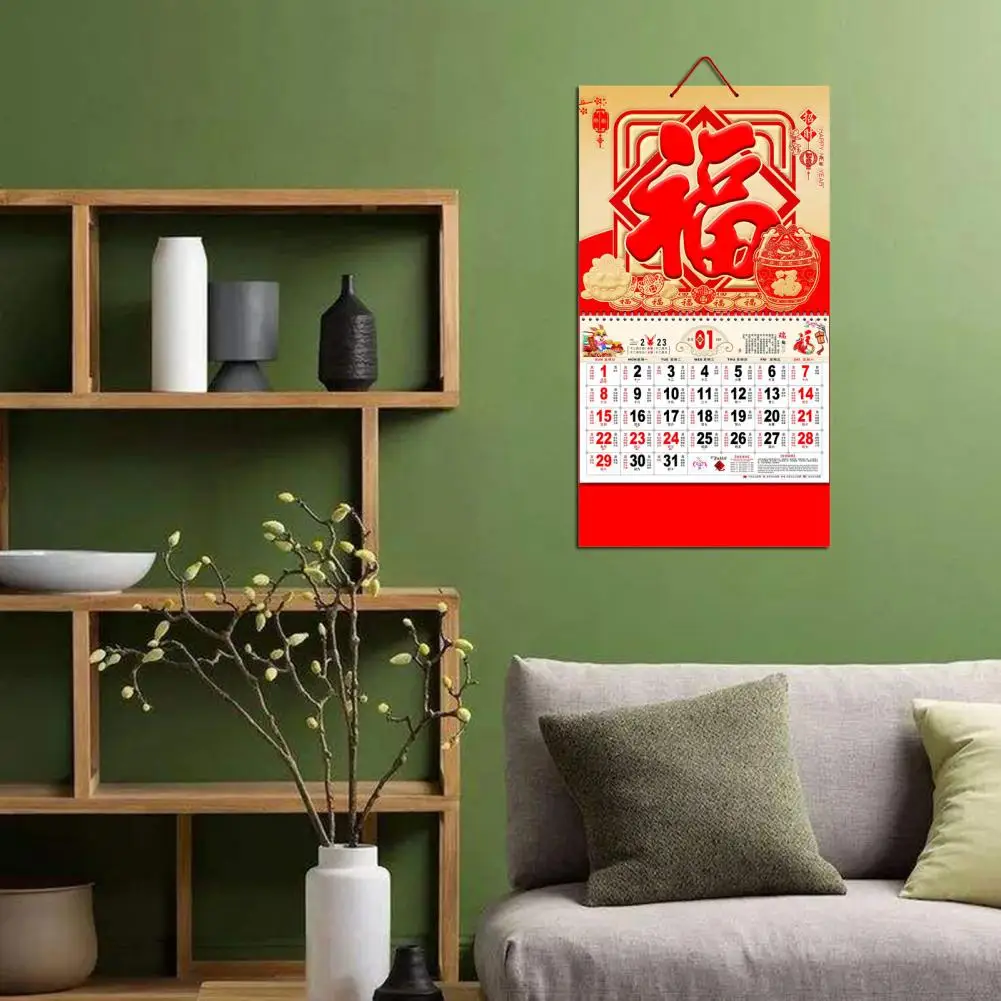 

Отличный подвесной календарь, долговечный календарь 2023, блестящий визуальный эффект, Год Кролика, декоративный календарь-органайзер с тисн...