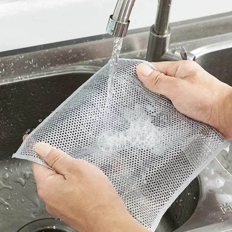 Dish Cloth Rust Removal Cleaning Kitchen Magic Dishwashing Towel Metal Steel Wire Rag Microwave Stove Clean Tools