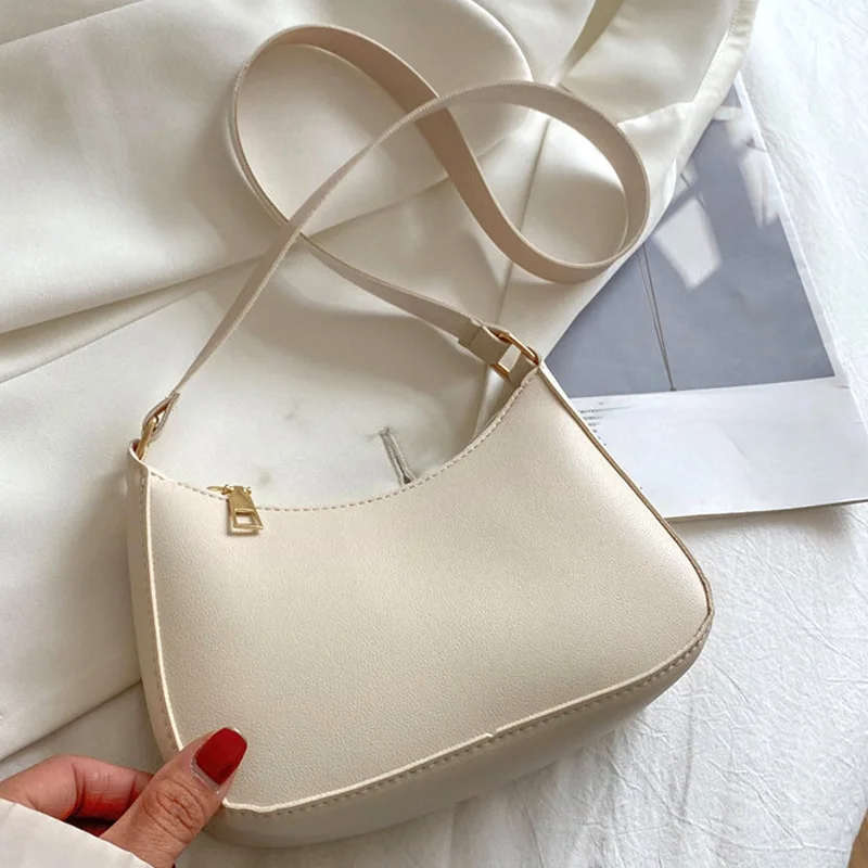 

Retro Solid Color PU Leather Women's Fashion Exquisite Shopping Bag Handbags Shoulder Underarm Bag Casual Women Handbags