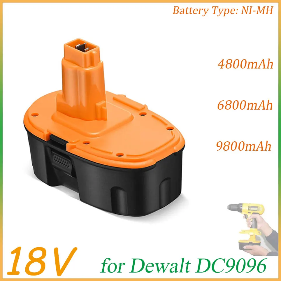 

18V 4.8Ah 6.8Ah 9.8Ah Ni-MH Battery For Dewalt DC9096 DE9039 DE9096 DE9098 DE9503 DC212 DC330 Cordless Drill Replacement Battery
