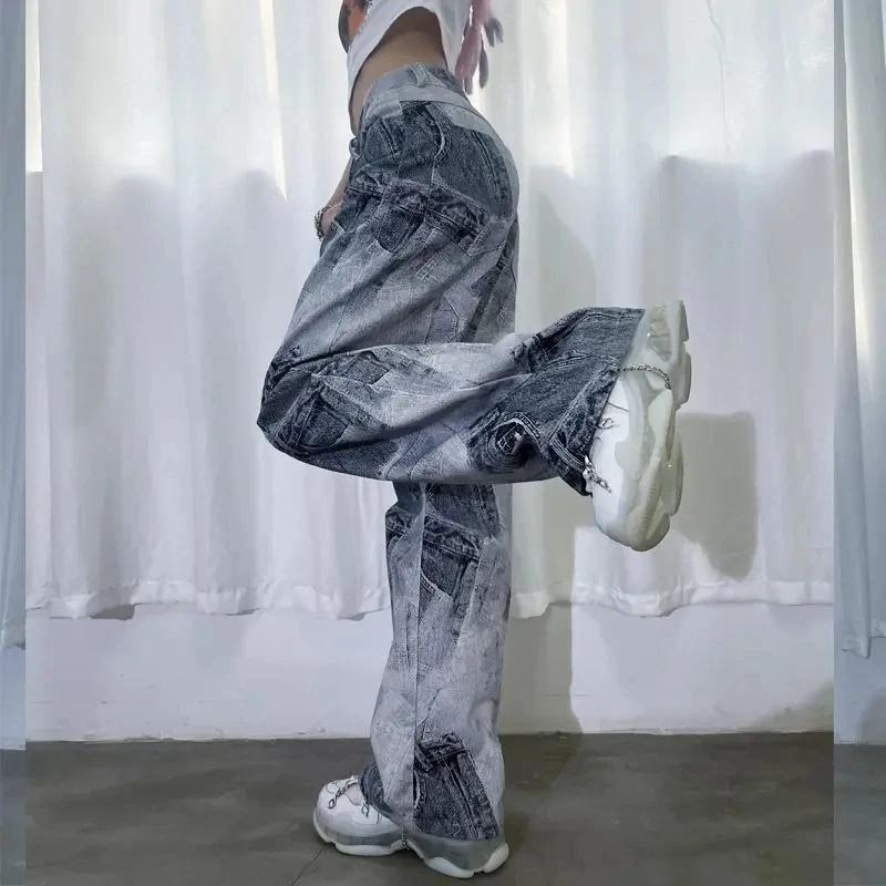 

Women Jeans High Waist Wide Leg Cotton Denim Clothing Streetwear Vintage Fashion Harajuku Straight Pants Trousers