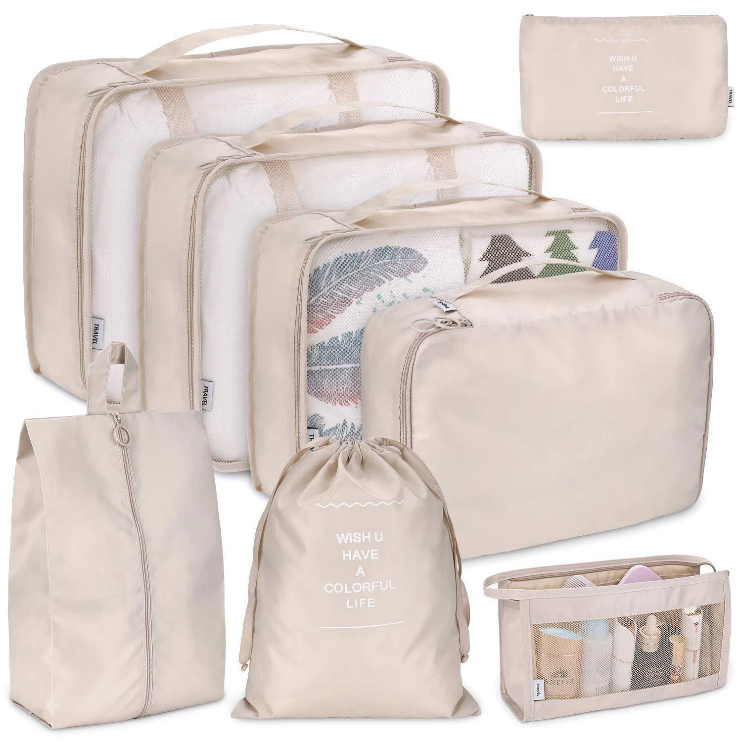 8 pieces Set Travel Organizer Storage Bags Suitcase Packing Set Storage Cases Portable Luggage Organizer Clothe Shoe Pouch