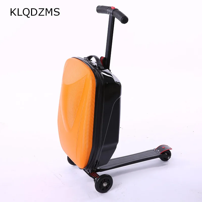 KLQDZMS Students' 20-Inch Backpack Suitcase With Skateboard Children's Portable Cabin Holiday Large-Capacity Roller Luggage Case