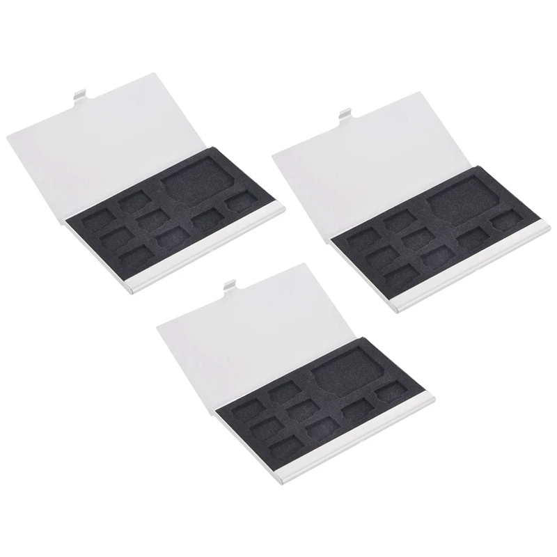 

3X 9 Micro-SD/SD Memory Card Storage Holder Box Protector Metal Cases 8 TF&1 SD