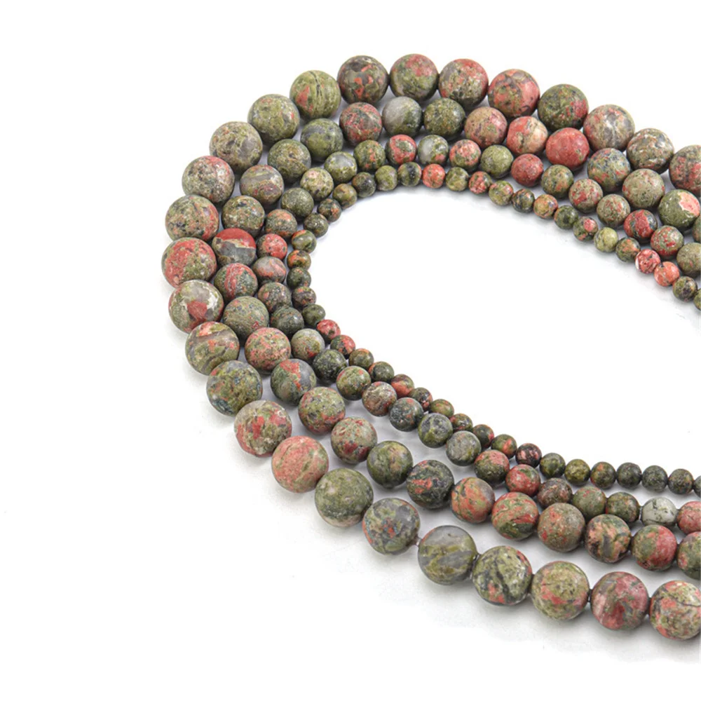 Бусины из натурального камня унакита 6/8/10/12 мм