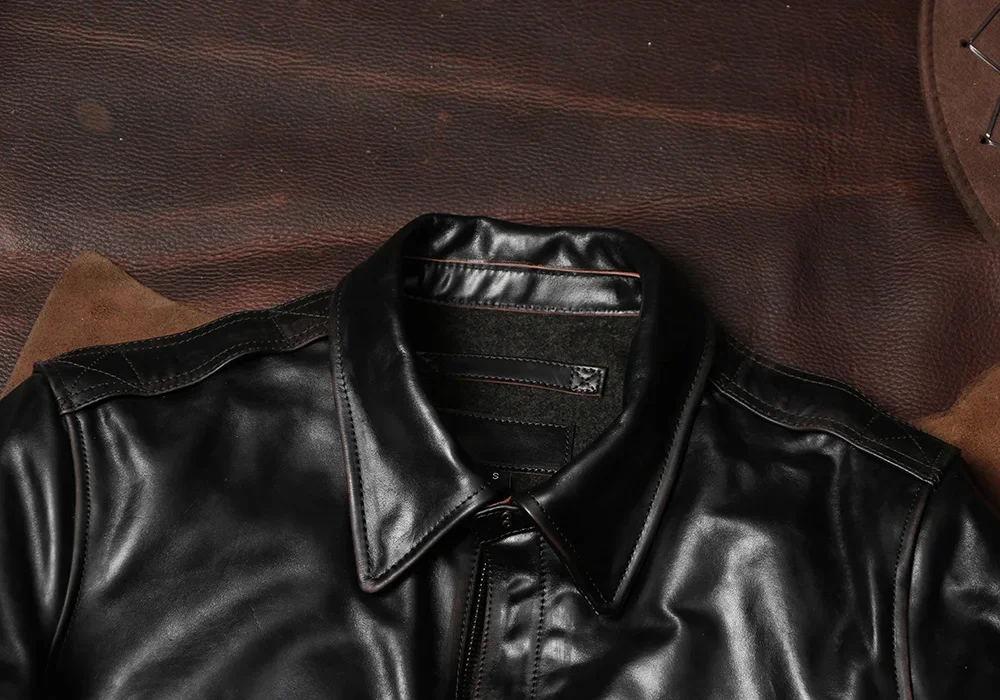 Мужская куртка из натуральной кожи Blunt Razor A2 облегающая кожаная с откидным