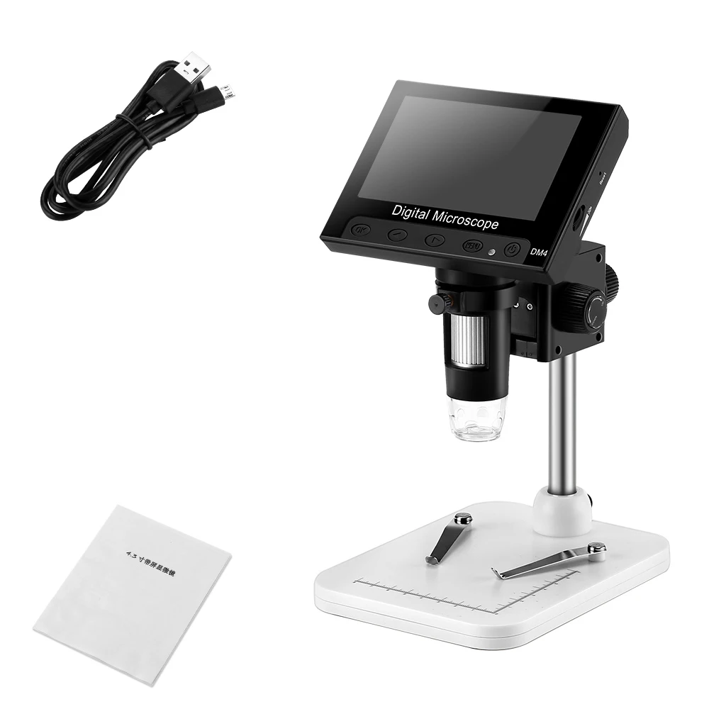 tomlov 4 3 lcd video digital microscope for electronic welding 1000x zoom for phone watch repairing endoscope record with stand free global shipping