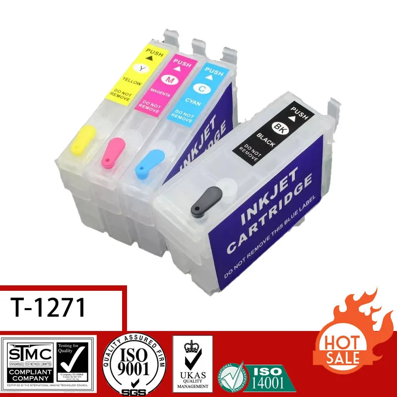 Совместимый пустой многоразовый картридж для Epson T1271-T1274 1291 с чипом