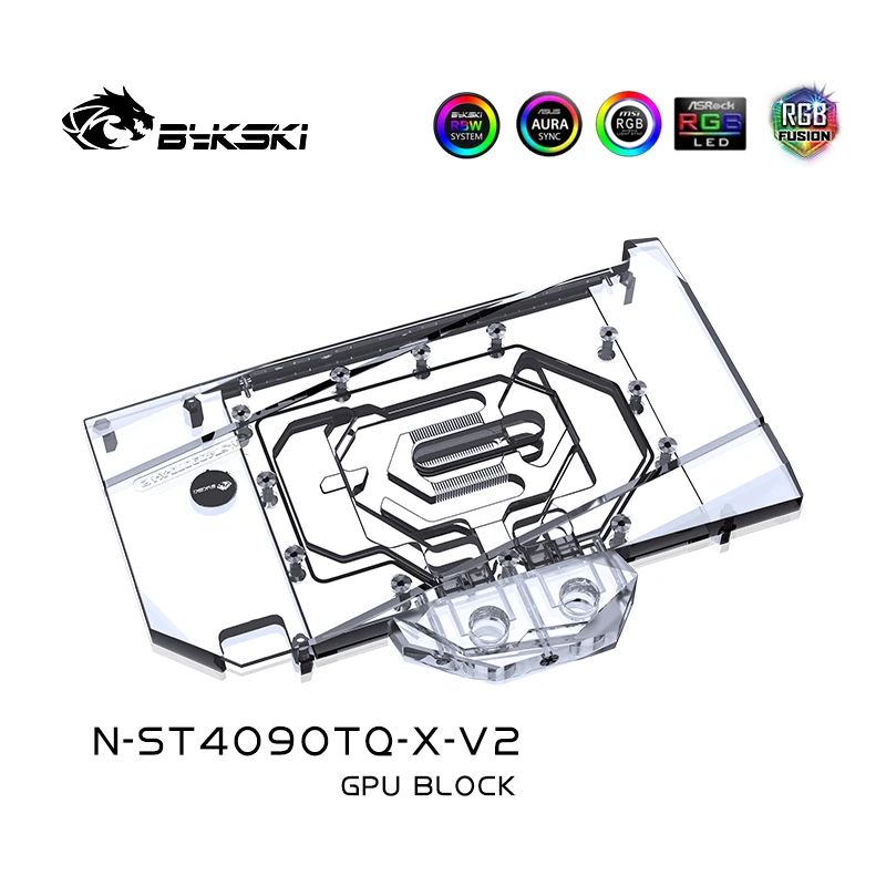 Фото Блок охлаждения Bykski для видеокарт ZOTAC RTX4090 Trinity OC/AMP Extreme AIRO/Manli RTX 4090 Gallardo, медный кулер с RGB-подсветкой. №4