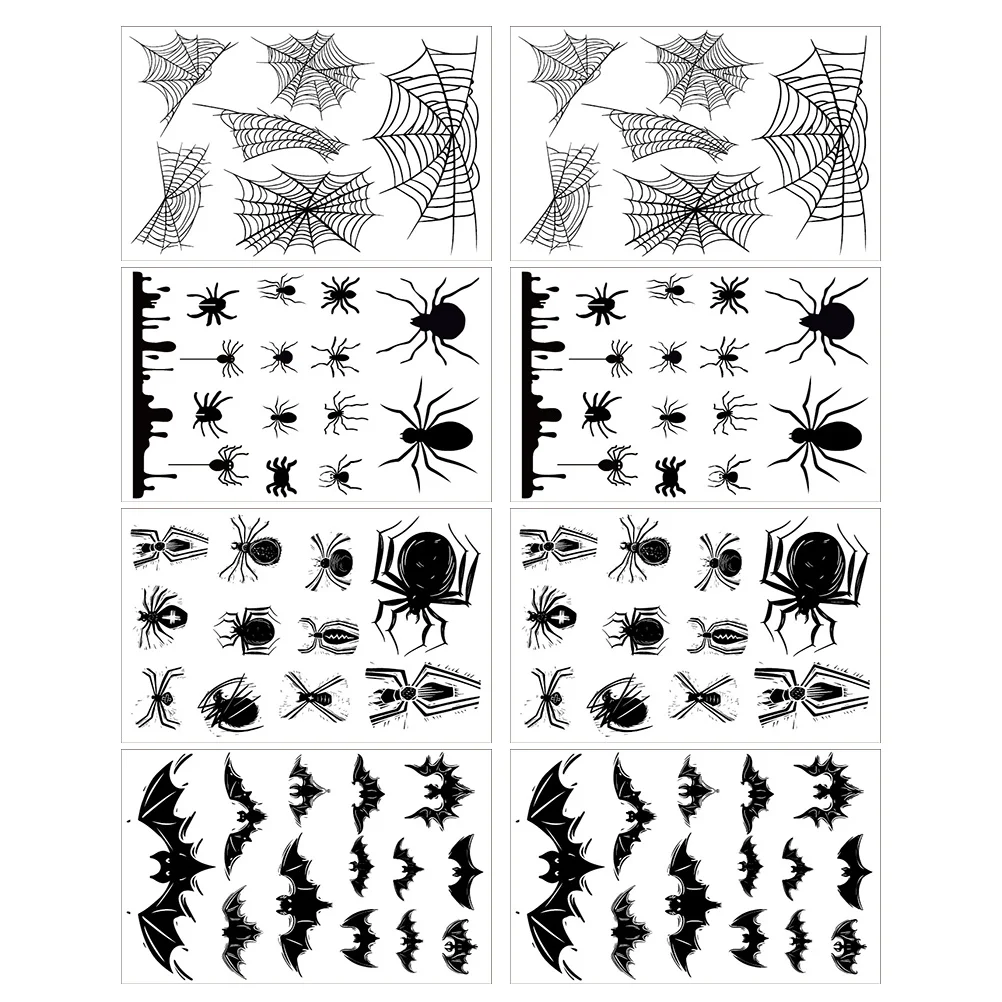 

8 Sheets Spider Web Halloween Tattoo Stickers Woman Cartoon Kids Party Favors Gift Pvc Temporary Face Tattoos Zombie & posters