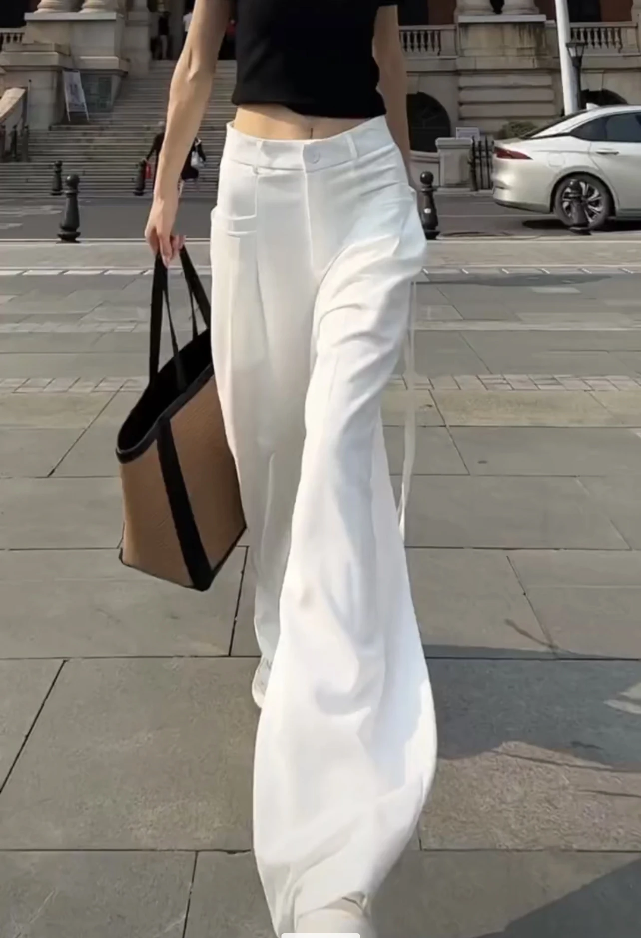 

2023 Lace-up High Waist Straight Women Suit Pants Summer Slim Loose Full Length Female Casual Chic Office Lady Wide Leg Pants