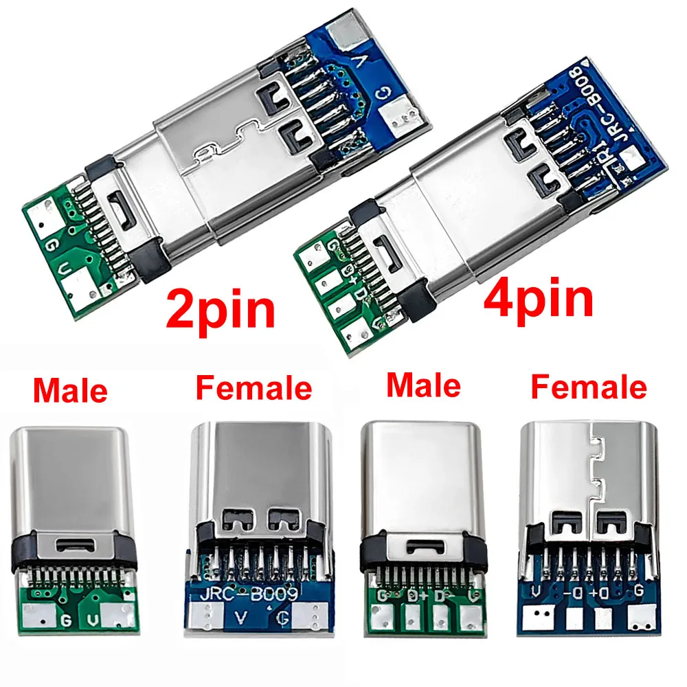 Фото Разъем USB 3.1 Type-C (12-контактный женский, 24-контактный мужской) с адаптером для пайки проводов и кабелей, поддержка печатных плат №5