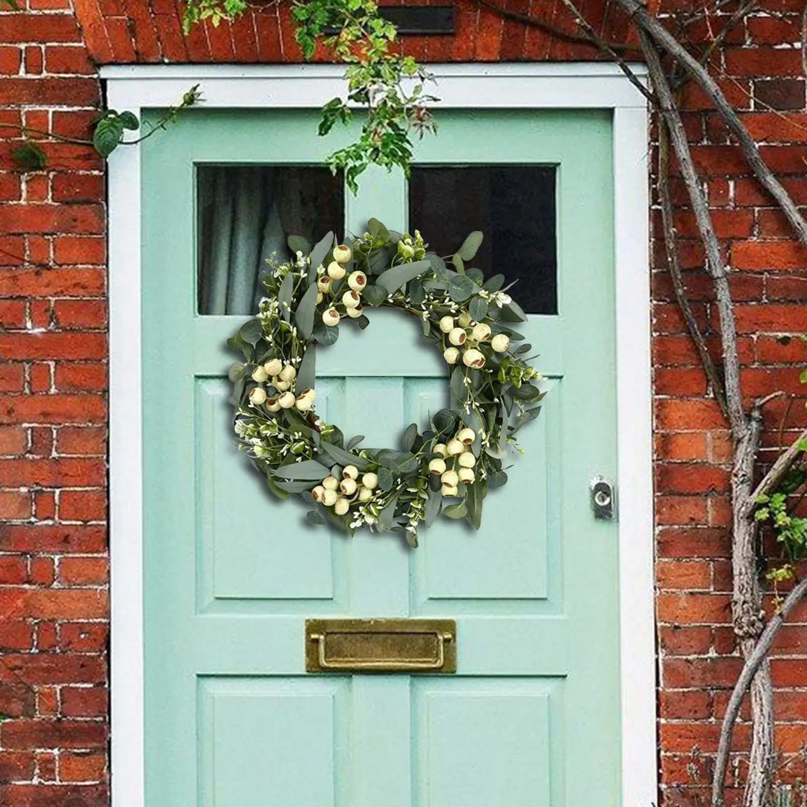 50cm Artificial Eucalyptus Wreath Creative Garland Decorative Greenery Door Wreath for Photo Prop Decoration Wedding Fireplace