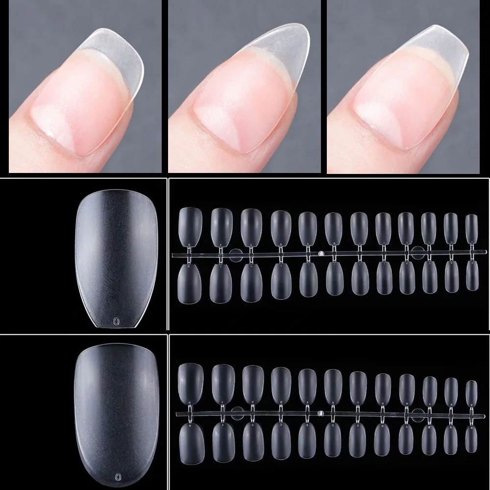 

120Pcs Bag Short Nail Press On False Nails Square/M-Coffin Frosted Full Cover For Gel X Fake Nail Art Tips Extension System