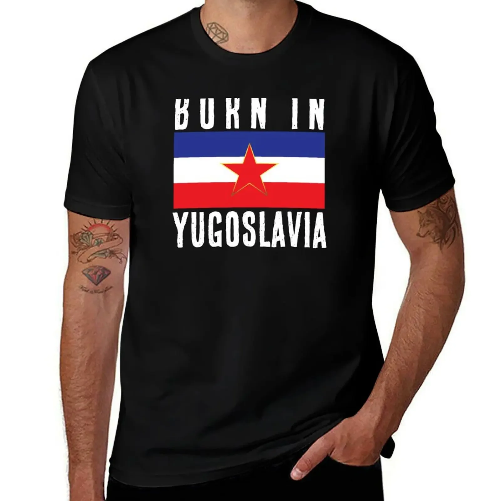 Футболка Born In Ex Yugoslavia Jugoslavija SFRJ Grb Zastava рубашка с аниме хлопковые футболки рисунком