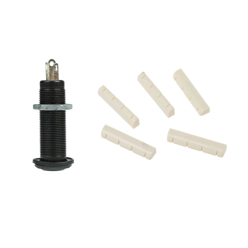 

5 шт. укулеле Слоновая Кость шлицевая гайка и 1X гитара/басовый цилиндр утопленное крепление выходной разъем-черный