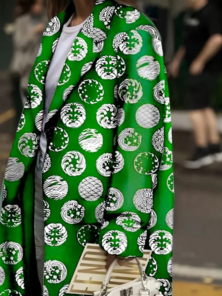 Женское длинное пальто с принтом